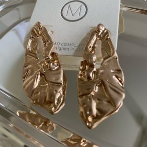 Gold Abstract Crinkle Earrings